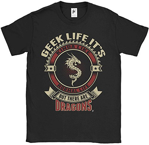 Fancy A Snuggle Geek Life It's Like Real Life But There are Dragons Mens T-Shirt Black XXX-Large