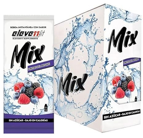 Eleven Fit Mix Instantáneo Sabor Frutas Del Bosque | Prepara 1.5L de Bebida Saludable, Sin Azúcar y Baja en Calorías | Ideal para Mezclar con Agua y Mejorar tu Dieta | Caja de 24 Sobres