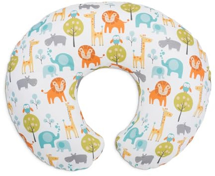 Boppy Cojín de Lactancia Para Bebés de 0+ Meses, Forma Ergonómica con Soporte Para Mamá y Bebé, Soporte Bebé Para la Lactancia Materna y Con Biberón, Peaceful Jungle