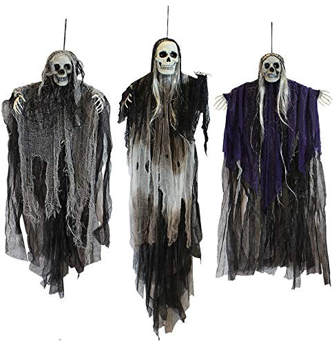 JOYIN Hängende Halloween-Dekoration, Skelett, Geist, Sensenmann, 3 Stück