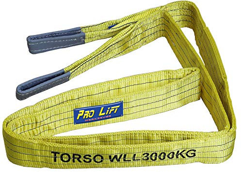 Pro-Lift Tools 3 t Serre-joint avec 2 passants, longueur 4 m, double couche, passants renforcés