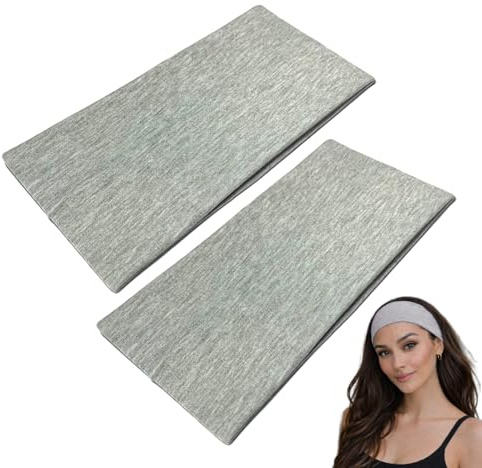 WESTEND CHOICE Extra Wide Headbands 11cm Plain Stretchy Kylie Head Band 2 Pack Unisex Bandeau Headbands for Women & Men Soft Hairbands Yoga Bandana Headband (Grey)