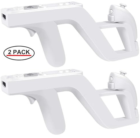 EuroBird Shooting Game Wii u Zapper Gun Grip-suitable for Wii Nunchuk Wireless Remote Controller (White Set of 2)& Hunting Guns for Wii Accessories