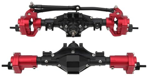 VGEBY Conjunto de Eje Trasero Delantero, Eje de Coche RC Conjunto de Eje Delantero con Eje de transmisión para Axial SCX10 II 90046 90047(Negro Rojo) Juguetes Modelo Accesorios del Modelo