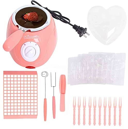 Single Chocolate Melting Pot Electric Fondue Melters DIy Durable Baking Hot Chocolate Melting Pot Electric Fondue Melter Machine Set DIY Tool Kitchen Machine Pink