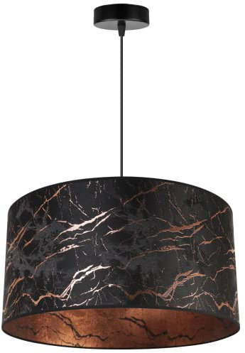 Light-Home Werona Elegant Hängelampe - Modern Deckenlampe für Wohnzimmer Schlafzimmer und Esszimmer - Pendelleuchte aus Metall mit Classic Lampenschirm - Marmor - 23x45 cm