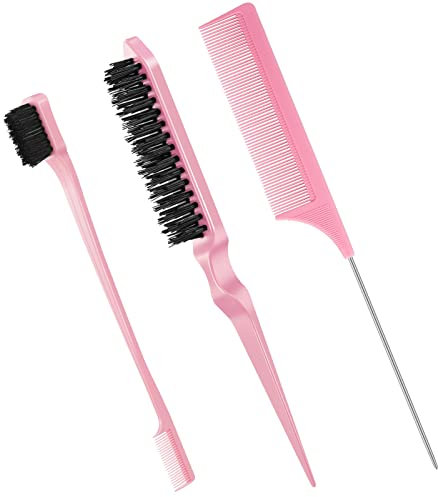 AUXSOUL 3 pezzi Spazzola Pettini per Styling Capelli, Professionale a Doppio Bordo, Spazzola per Bordi Pettine a Coda Topo,per Styling, salone parrucchieri