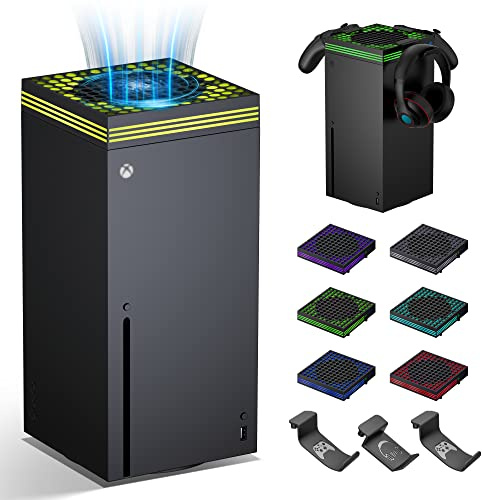 Ventola di raffreddamento per Xbox Series X con filtro antipolvere e 13 modalità di luce LED RGB, accessori per sistema di raffreddamento ZAONOOL Fan con 3 ganci staccabili, ventola superiore