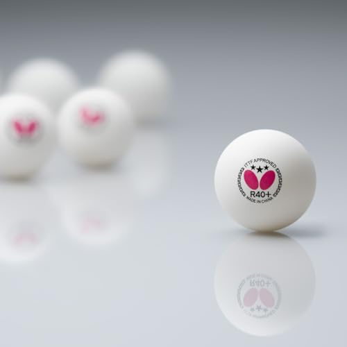 Butterfly R40+ Table Tennis Balls — 40mm White Ping Pong Ball — ITTF Certified Professional Table Tennis Ball — Poly Table Tennis Ball — 3 Pack, 6 Pack, or 12 Pack