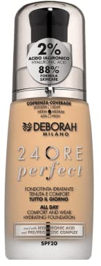 Deborah Milano - 24 Stunden Flüssigkeitsfoundation Perfect Feuchtigkeitsspendende SPF 20, N.3.1 Light Gold, 30,0 ml