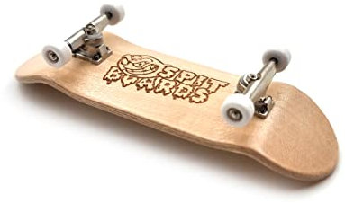 SPITBOARDS 32mm Fingerboard Complete Real Wood Set-Up (Pre-Assembled, 5-Layers), Trucks with Nuts, Bearing Wheels, Foam Grip Tape, (Deck: Maple Wood, Trucks: Silver, Wheels: White)