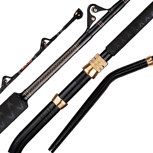 FISHAPPY Bent Butt Trolling Rod Saltwater Offshore Heavy Roller Rod Big Game Conventional Boat Fishing Pole 6' (6' - 100-180lbs - Bent Butt)