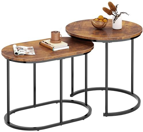 soges Satztische Beistelltische 2er Möbel Sets Beistelltischsgruppe Smarter Kaffeetisch Couchtisch Snacktisch Designvoll und Modernisch für Wohnzimmer