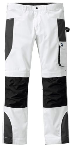 Scheibler Arbeitshosen Männer Reflektierende Cargohose Herren Bequeme Schnittschutzhose Outdoor Hose mit Multifunktionalen Taschen Weiß/Anthrazit 52