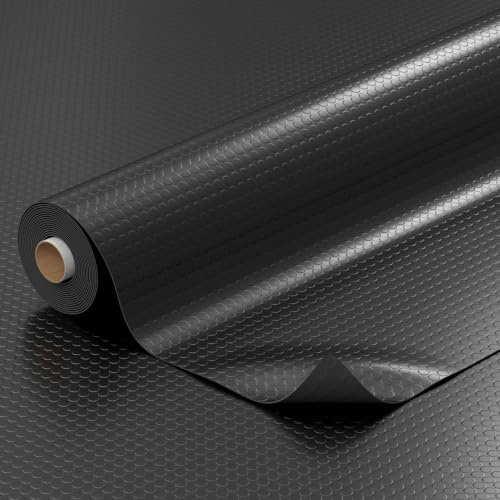 PVC-golvbeläggning, metervara, noppor, 1 mm, halkfri matta, golvmatta, noppmatta, räfflad plåtmatta, tårplåt, halkfri, svarta noppor, 100 x 140 cm