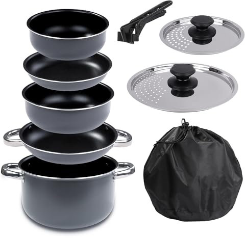 your GEAR Ranger Family - 9 tlg. Cook Set Family Topfset Aluminium für bis zu 6 Personen Topf Kochset Kochgeschirr