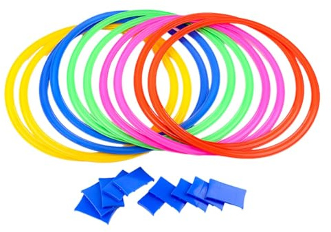 Rings Game, Outdoor - Kombinera Ringar - Hinderbana med sittsäck | 15 kvadrater med kopplingar för barn, inomhus, utomhus