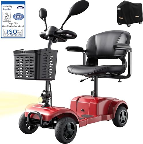 VOCIC Elektromobil Klappbar für Senioren, 20KM Stabiler Mobilitätsroller 4 Räder (Rot)