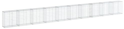 vidaXL Gabion Basket with Lid 1000 x 50 x 100 cm Galvanized Iron Gabion Wall, Gabion Wall, Gabion Retaining Wall, Gabion Fence, Gabion Cage