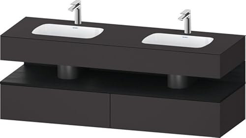 Duravit Qatego lavabo encastré avec meuble sous-lavabo en console, 1600x550x600mm, niche chêne noir, lavabo double, QA4797016800010, Couleur: Graphite