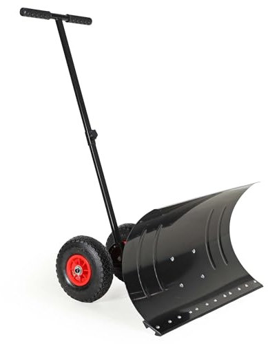 Wiltec Pala quitanieves con Ruedas 74 x 43 cm, Pala quitanieves de Acero, Pala de Nieve Resistente a la corrosión, Pala de Nieve para Limpiar la Nieve