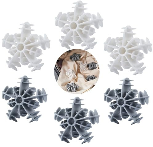 PLUSHCEWT 6 Balles de Séchage, Design Flocon de Neige, Boules de Lavage Réutilisables pour Sèche-Linge et Machine à Laver, Économies d'Énergie, Douces, Séchage Rapide, Soins Efficaces du Linge