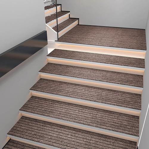 Curry,25x80cm,Antiscivolo per Tappeti Gradini Scala Interne 4Pcs,Tappeto Antiscivolo per Scale Esterne,Copri Gradini per Scala Marmo,Fondo in Gomma Antiscivolo