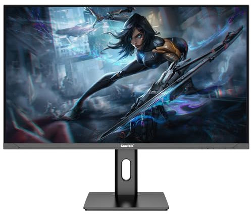 Gawfolk Schermo PC IPS da 27 pollici, Monitor Gaming 4K 144Hz, 1ms, FreeSync, 128% sRGB, Angolo di Visualizzazione 178°, HDMI 2.1, DisplayPort, Regolabile in Altezza e Girevole, VESA75x75MM - Nero