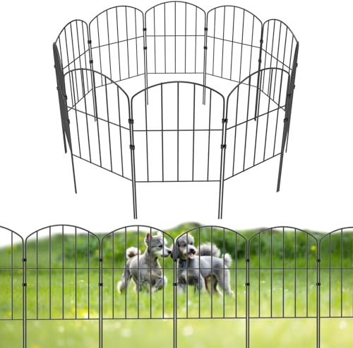 Metal Garden Fence 320CM(L) × 61CM(H),10/20 Pack Dog Fencing No Dig Decorative Fences for Garden Flower Bed and Animal Barrier, for Yard Patio Outdoor Decor (10)