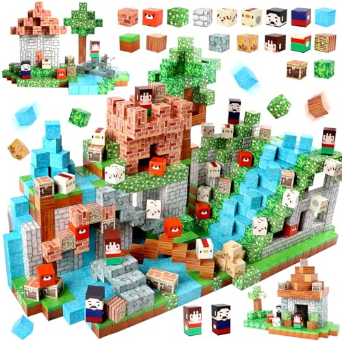 Magnetische Bausteine, 150 Stück Magnetisches Spielzeug Blöcke, Magnetische Bausteine Bauspielzeug, Magnetisches Block-Set für Jungen Mädchen, STEM Montessori Spielzeug ab 3 Jahre Geschenk für Kinder