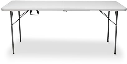 KG KITGARDEN Mesa Plegable Portátil Apertura Automática, 180 x 70 x 74 cm, Blanco