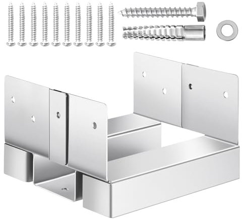 VEVOR Support de Poteau Bois, Lot de 10, Base de Poteau, Taille Interne 139,5x141,5 mm, Acier au Carbone, Ancrage de Poteaux au Béton pour Balustrades de Porche, Pergolas, Supports de Colonnes, Patios