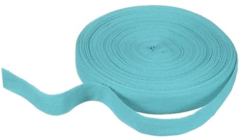 QUARKZMAN Nastro A Spina di Pesce in Cotone 25mm X 21 Metri Rotolo di Nastro A Tessitura Obliqua Nastro per Fettuccia per Cucito Fai da Te Regalo Imballaggio Blu Chiaro