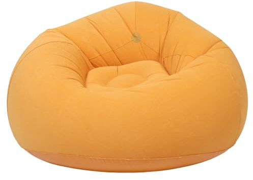 UKCOCO Fauteuil Gonflable d'Extérieur Floqué Orange Siège Pouf Portable Ultraléger Valve Rapide Canapé Gonflable pour Camping Pique-Niques Festival et Détente en Plein Air