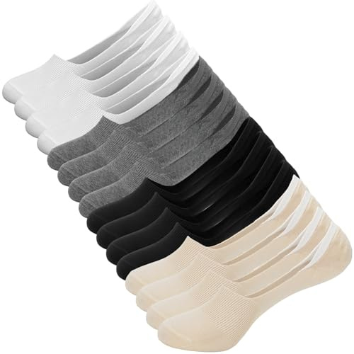 Women’s No Show Ankle Socks, 8 Pairs Cotton Rich Invisible Trainer Socks | Low-cut cotton-rich socks with silicone heel grips for a discreet fit in trainers, canvas shoes and casual sneakers