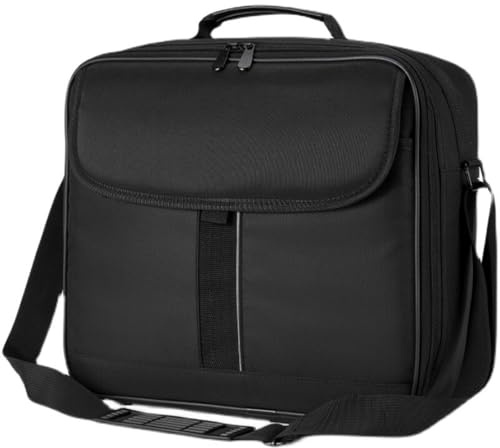 RainbowJise Grande custodia per proiettore, borsa per proiettore con tasche per accessori (compatibile con la maggior parte dei proiettori principali), media (38 x 33 x 12 cm), nera