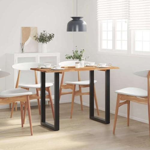 toolkix Matbord, massivt trä, 110 x 50 x 76 cm, akaciaträ, trädkantbord med metallram, köksbord, matbord, industriell design för matplats, vardagsrum, rustik, modernt