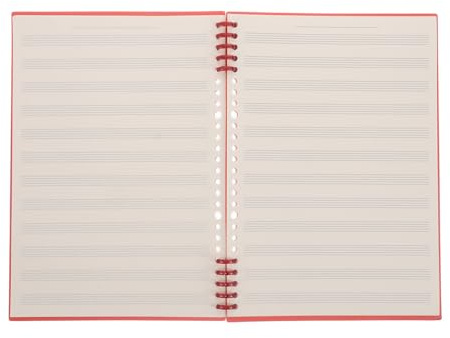 BESTOYARD Carnet de Musique pour Écoles et Cours de Musique Vintage Rouge B5 Partitions Blanches à Feuilles Détachables, Design à Portée Étroite en Papier et Plastique Garçon et Filles