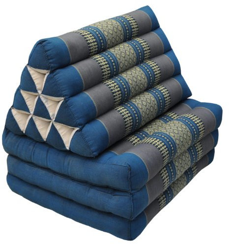 Wilai Kapok Thaikissen, Dreieck mit DREI Auflagen (81903 - blau/grau)