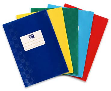 Oxford Heftumschlag A5, Bast, mit Beschriftungsetikett, 5 Farben, 5 Stück