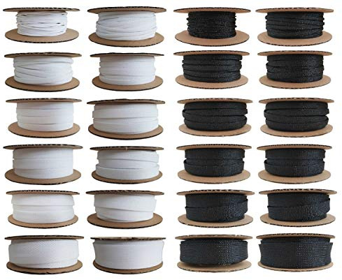 netproshop Geflechtschlauch für Kabelschutz -Isolation und -bündelung Größen ab 2-4mm bis 25-50mm, Farbe:schwarz, Größe:25-50 mm - 1 Meter