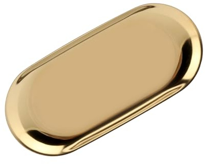 Nordic Style Stainless Storage Tray Fruit Cake Plate for Office Home Desks(L-Golden)