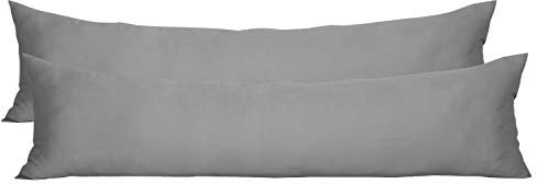 Laneetal 2 Set Kissenbezug 40x145cm Dunkelgrau - 100% Baumwolle Kissenhülle mit Reißverschluss, Weicher Kissenbezüge Doppelpack Seitenschläferkissenbezug (Ohne Füllung)