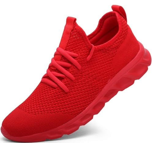 Donna Scarpe da Running Ginnastica Camminata Sportive Trekking Tennis Trail Jogging Palestra Mesh Basket Sport Outdoor Fitness Sport Platform Sneakers Rosso 36 EU