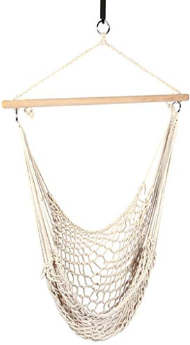 zxb-shop Swings Mesh Swing Hanging Chair Cotton Rope Outdoor Lazy Cradle Chair Indoor and Outdoor Garden Hanging Swing Chair (White) Swing Outside Toys