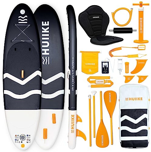 HUIIKE Tavola SUP Gonfiabile Adulti con Accessori Inclusi, Pagaie, Pinne, Leash, Pompa. Stand Up Paddle Board Grande Stabilità e Resistenza. Convertibile in Kayak 305-365 cm, Supporta 130-170 kg