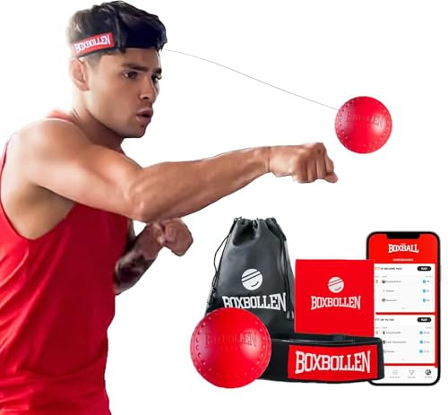 Boxbollen Original with App, Used by Celebrities - MMA Gear Box Ball - Reaction Ball with Adjustable Strap - Interactive Boxball App Integration - 1 Pack