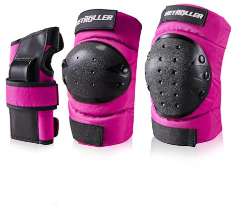 METROLLER Adult & Kids Protective Gear Set for Men, Women Youth Knee Pads, Elbow Pads & Wrist Guards 3 in 1 for Skateboarding Multi-Sports Protective Gear