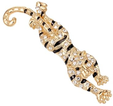 Donne Di Cristallo Spilla Spilla con diamanti Tigre Spilla animale retrò Corpetto Abbigliamento Accessori per cappotti Oro