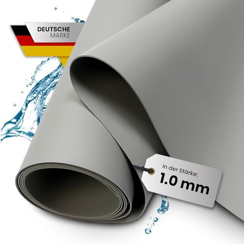 TeichVision - Bâche en PVC de qualité supérieure pour bassin - Gris clair - Épaisseur : 1 mm - 2 m x 3 m - Film PVC gris - Convient pour les étangs, les biotopes, les piscines naturelles